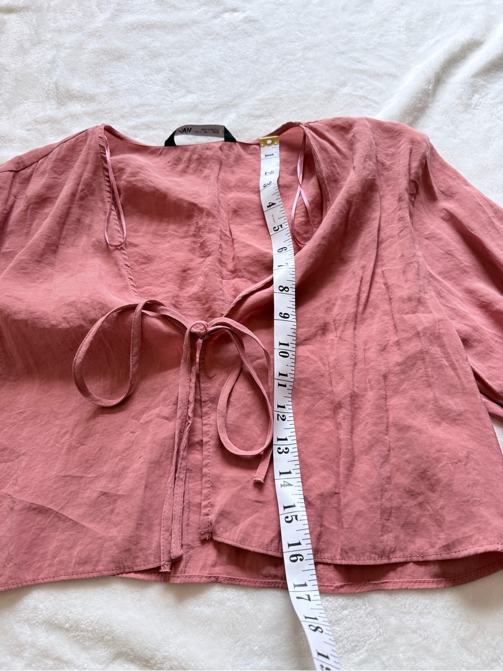 Zara Dusty Rose Tie-Front Crop Top - Picture 6 of 7